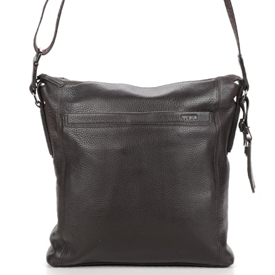 Tumi Dark Brown Pebble Grain Leather Crossbody Bag