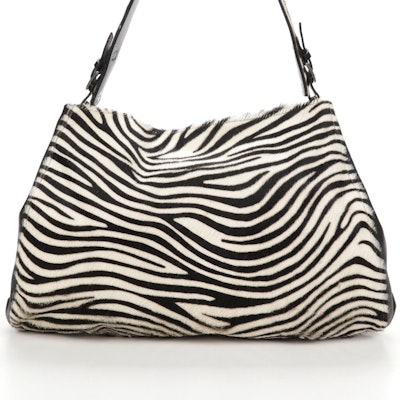 Berge Fur Zebra Print Handbag