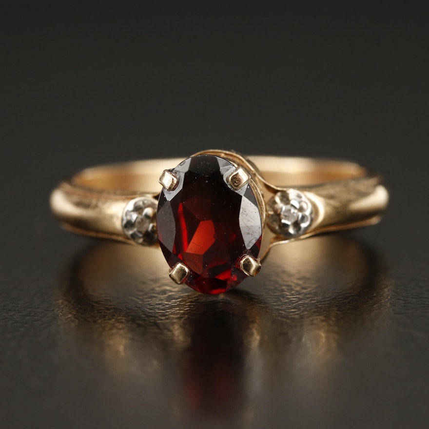 10K Garnet and Diamond Ring