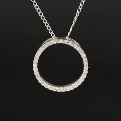 14K 0.13 CTW Diamond Circle Pendant Necklace