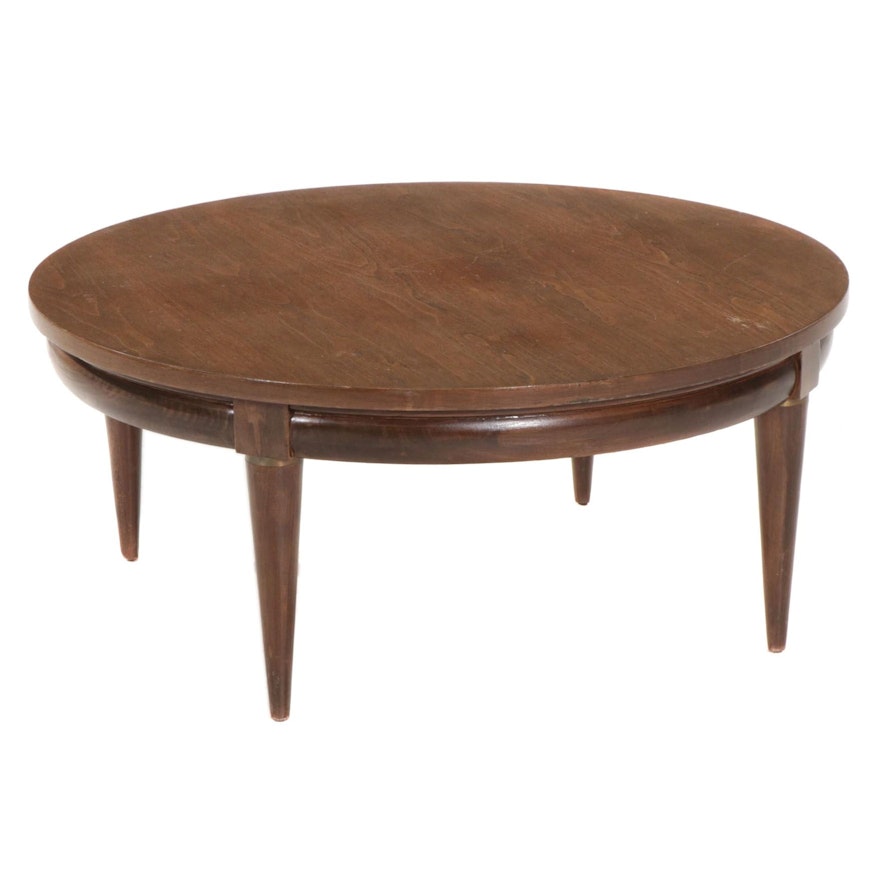 Mersman Mid Century Modern Round Wooden Coffee Table, Late 20th Century