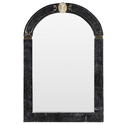 Art Deco Revival Tessellated Marble and Brass Mirror, Late 20th Century