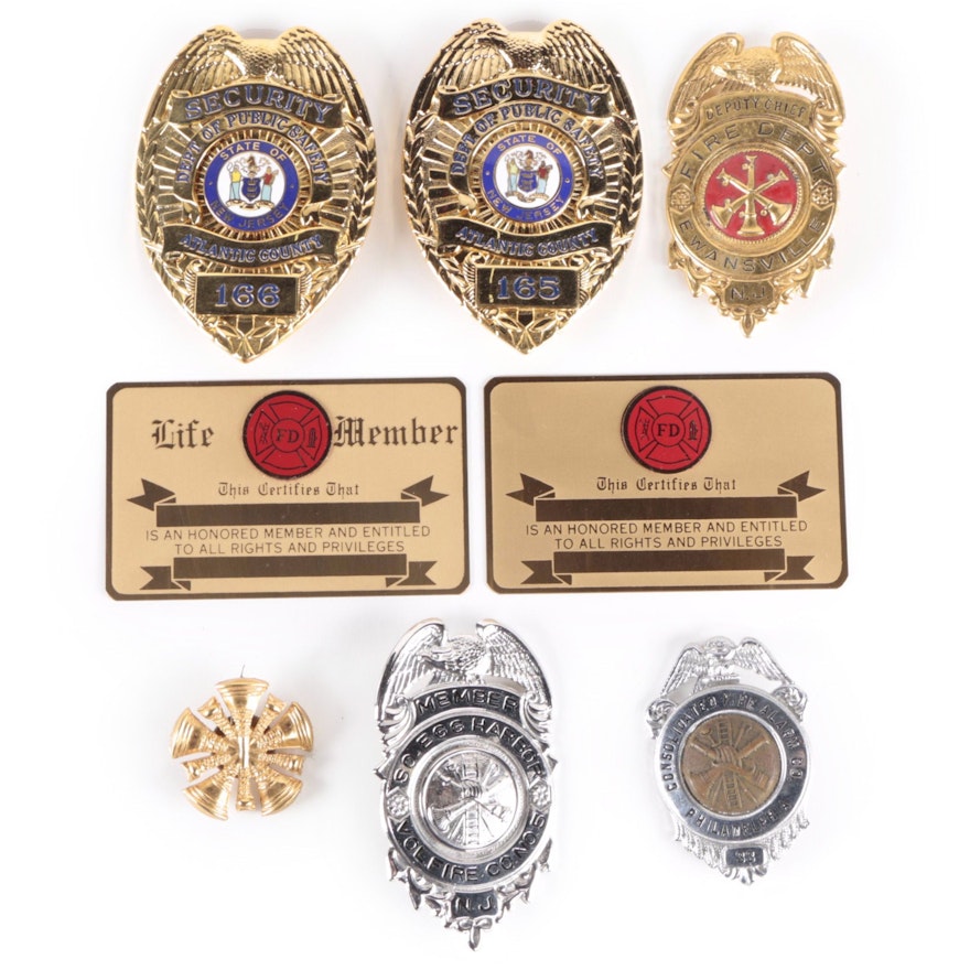 Fire Dept., Volunteer Fire Dept., Security Badges, FD Membership Cards