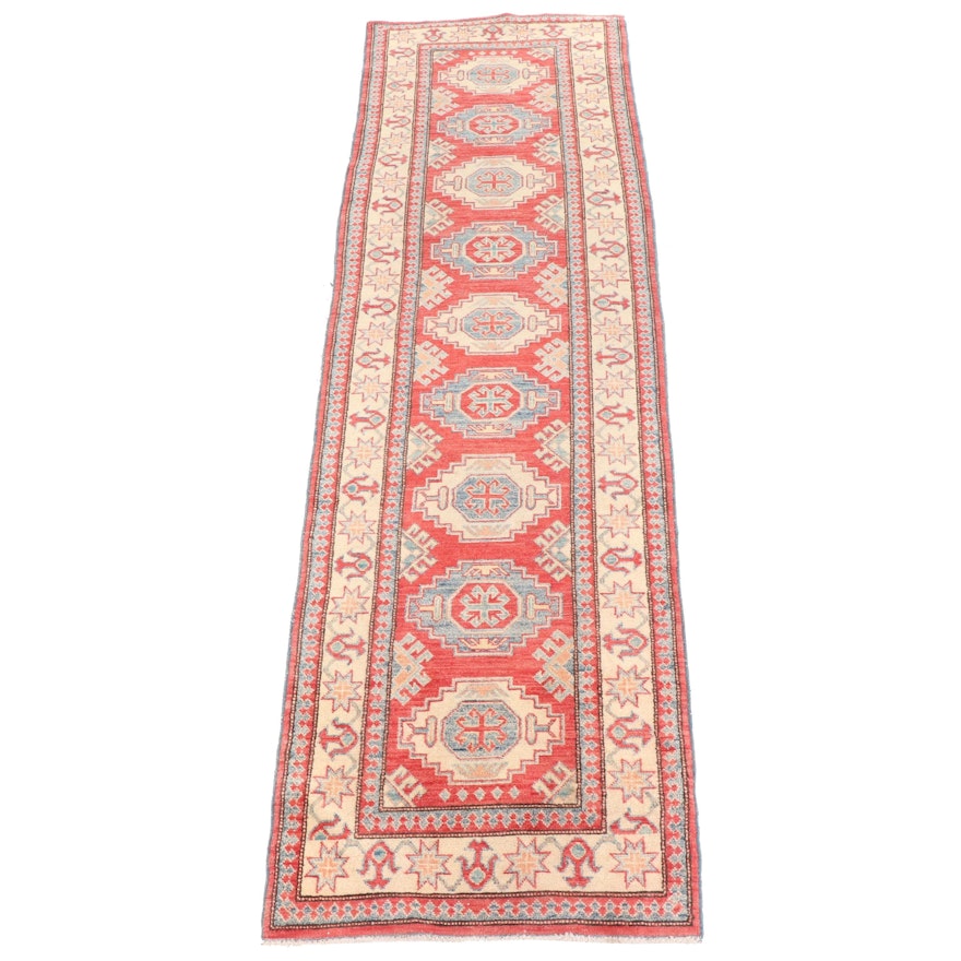 2'8 x 9'1 Hand-Knotted Afghan Kazak Carpet Runner
