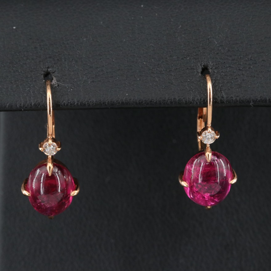 Zorab 18K Rose Gold Rubellite Tourmaline and Diamond Earrings