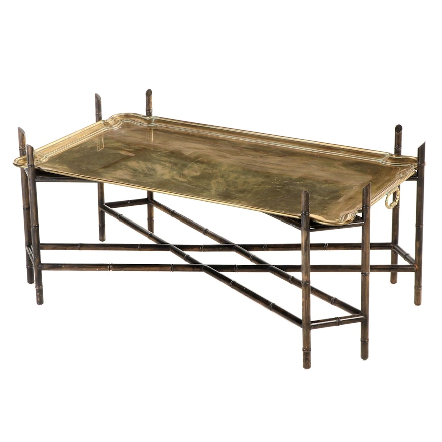 Regency Style Brass Tray Top Coffee Table, Late 20th Century