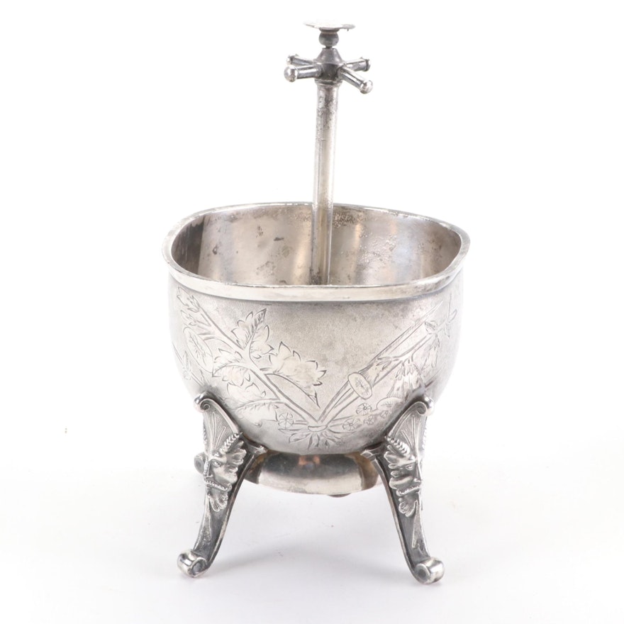 Victorian Silver Plate Dinner Bell Sugar Bowl, Mid to Late 19th Century