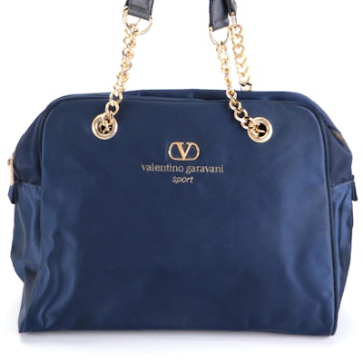 Valentino Garavani Sport Domed Handbag in Blue with Chain Link Straps