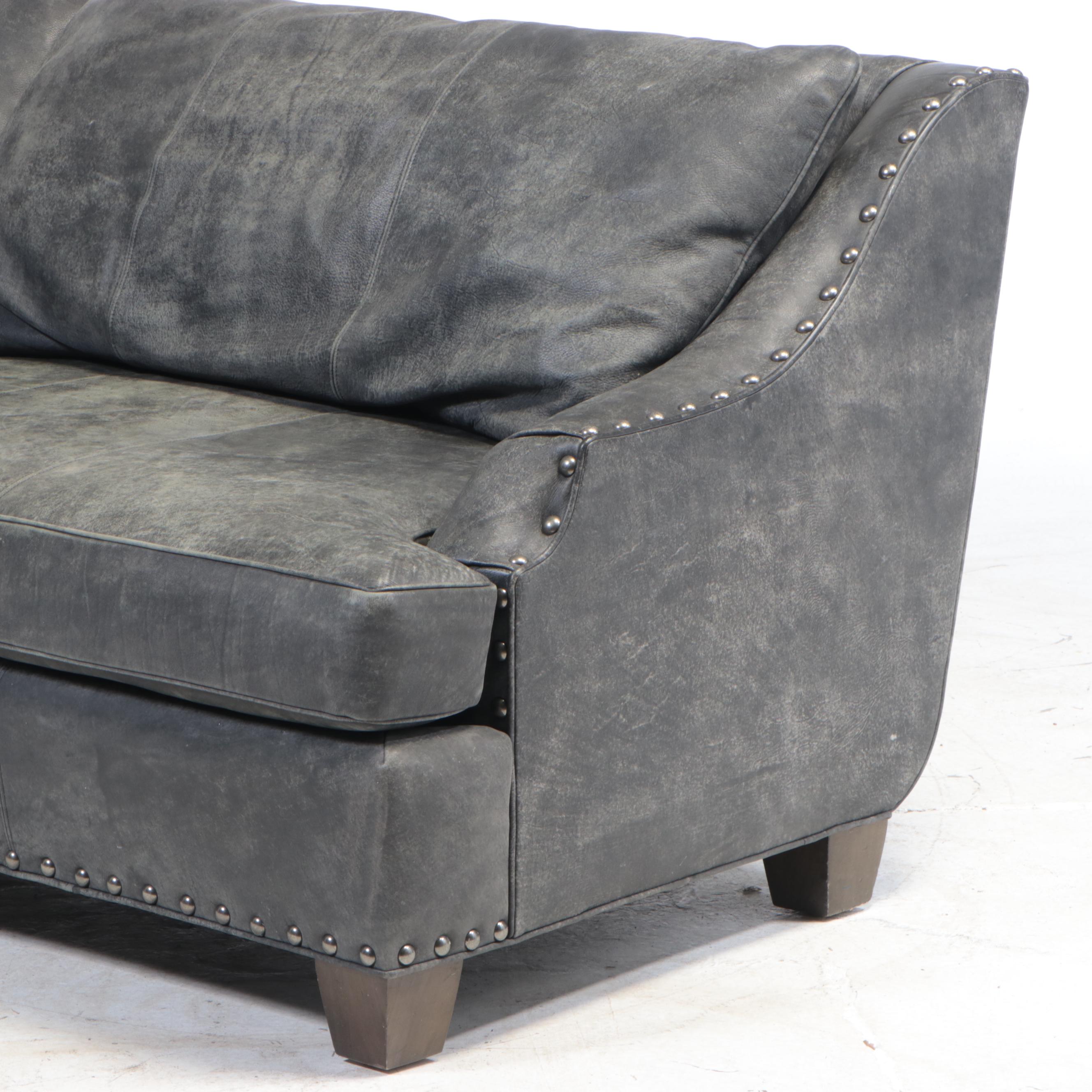Wesley Hall Studded Leather Sofa EBTH