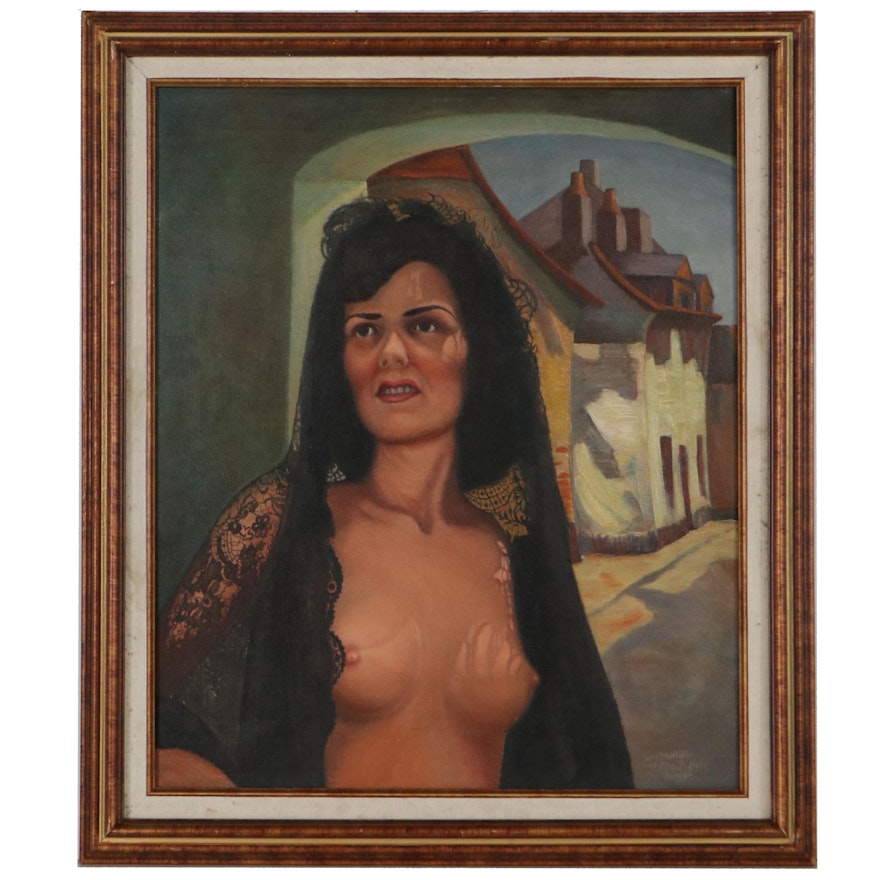 George Bell Oil Painting of a Female Nude, Mid-20th Century
