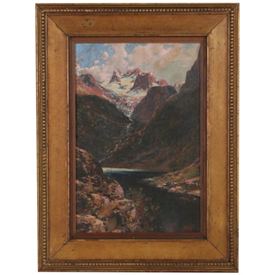 Mountain Landscape Oil Painting, 20th Century
