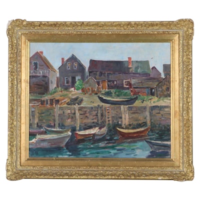 Henrietta E. Beaumont Harbor Scene Oil Painting