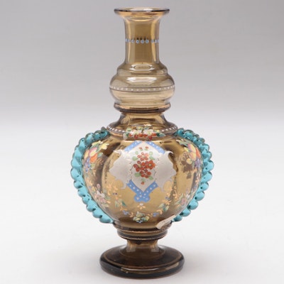 Moser Gilt and Enameled Glass Vase with Applied Rigaree, Late 19th/Early 20th C.