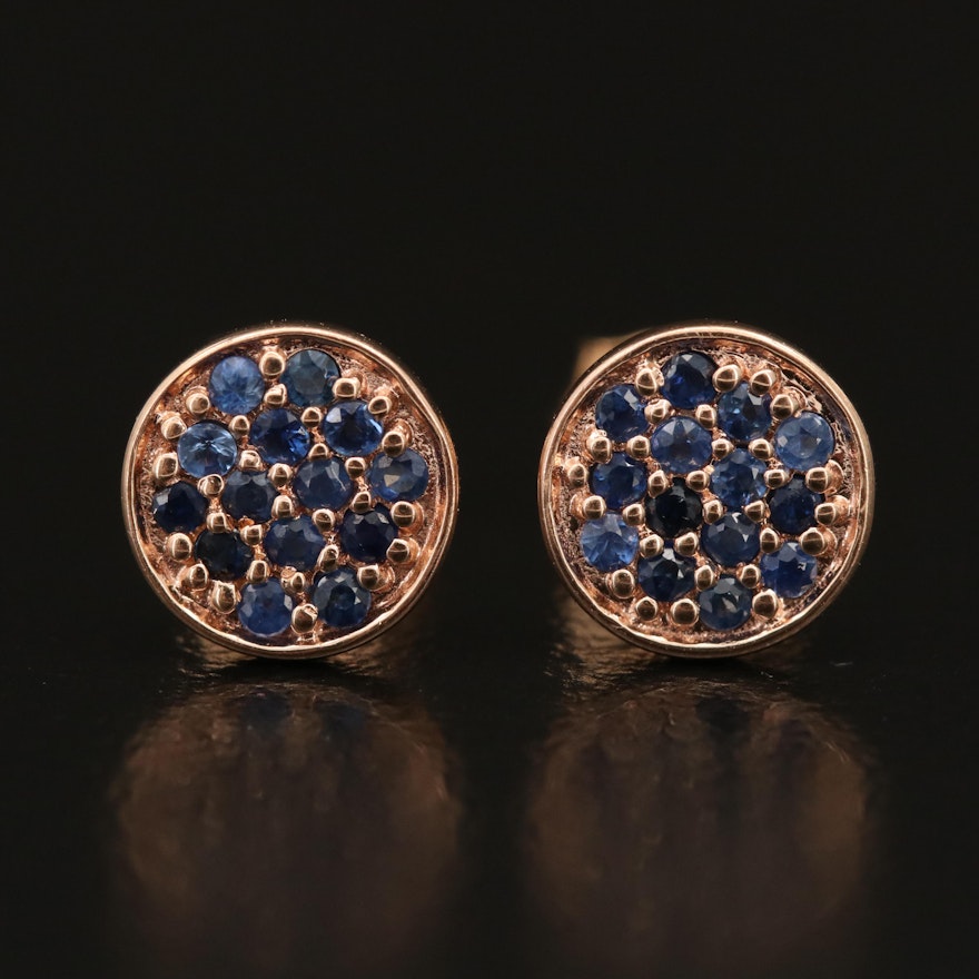 14K Pavé Sapphire Disc Earrings