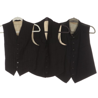 Men's Clerical and Other Black Wool Adjustable Waistcoats