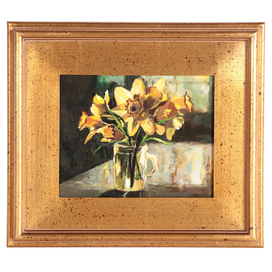 Adam Deda Still Life Oil Painting "Yellow Daffodils"