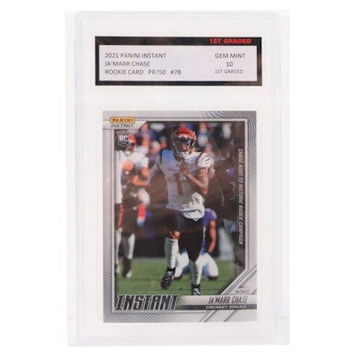 2021 Ja'Marr Chase Bengals Wide Receiver Rookie Football Card with GEM MINT 10