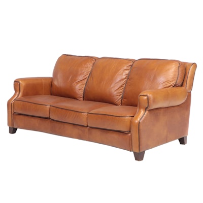 Bassett "Dempsey" Three-Seat Leather Sofa