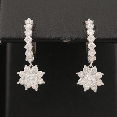 14K 1.25 CTW Diamond Huggie Earrings with Drops