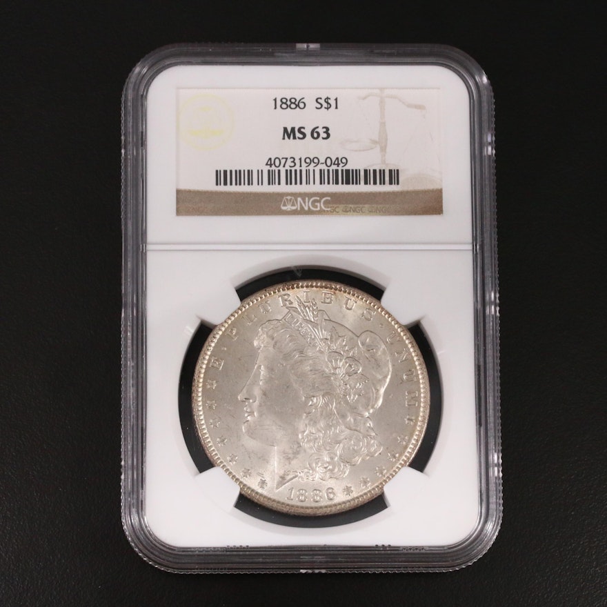NGC Graded MS63 1886 Silver Morgan Dollar
