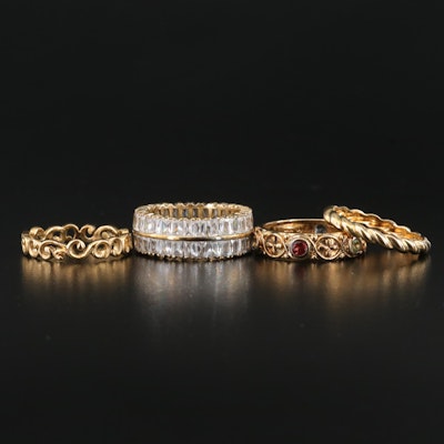 Sterling Bands Including Topaz, Garnet and Cubic Zirconia