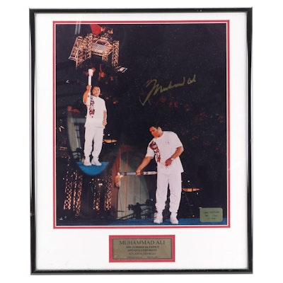 Muhammad Ali Signed and Framed 1996 Olympic Torch Poster, COA