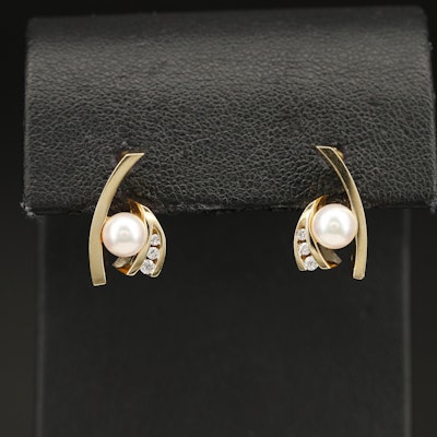 John Atencio 18K Pearl and Diamond Earrings