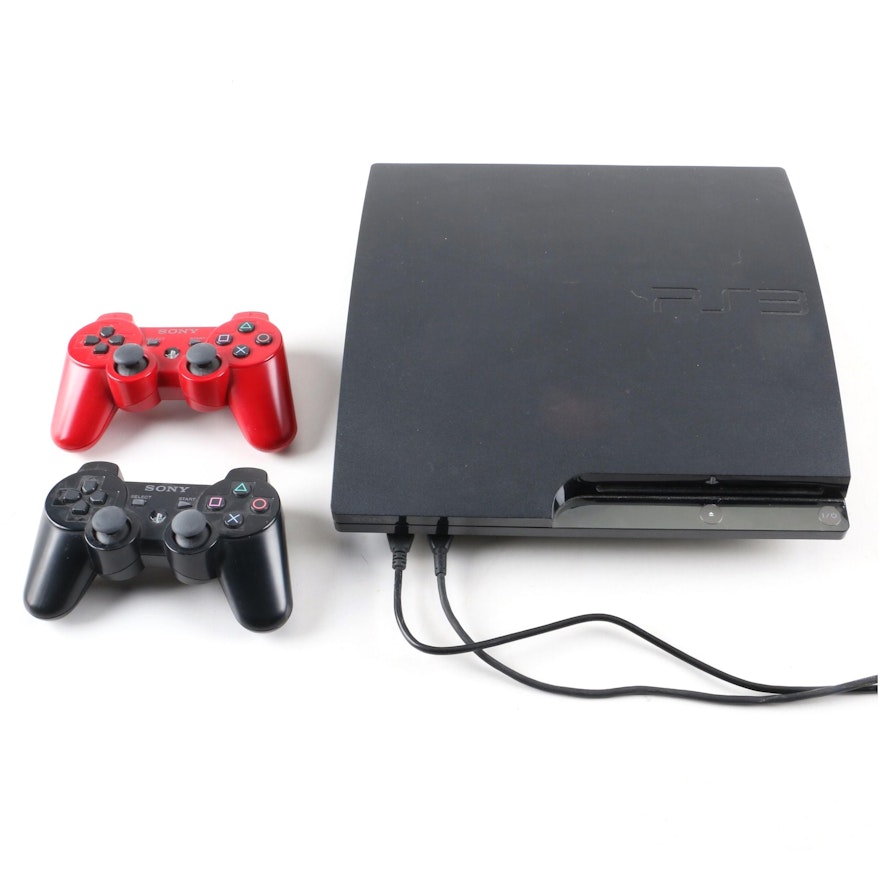 Sony PlayStation 3 Slim Game Console with DualShock 3 Wireless Controllers