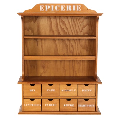 French "Epicerie" Wooden Food and Spice Storage Rack