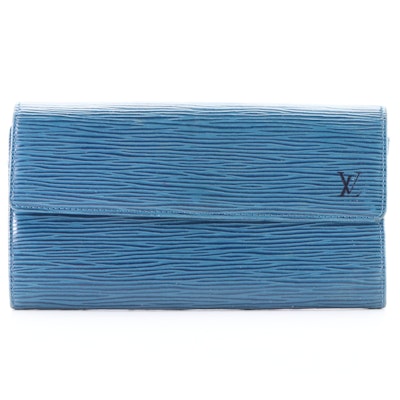 Louis Vuitton Sarah Wallet in Blue Epi Leather