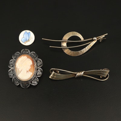Vintage Coro 835 Silver Brooch Featured with Sterling and 800 Silver Brooches