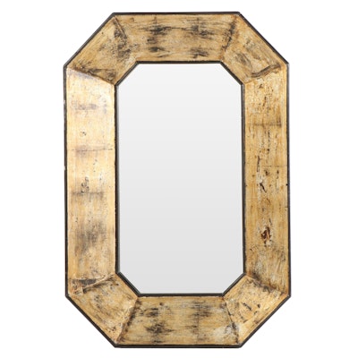 Ebonized and Gilt-Decorated Octagonal Mirror