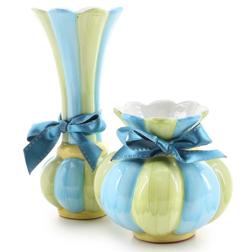 MacKenzie-Childs Hand-Painted Earthenware Vases