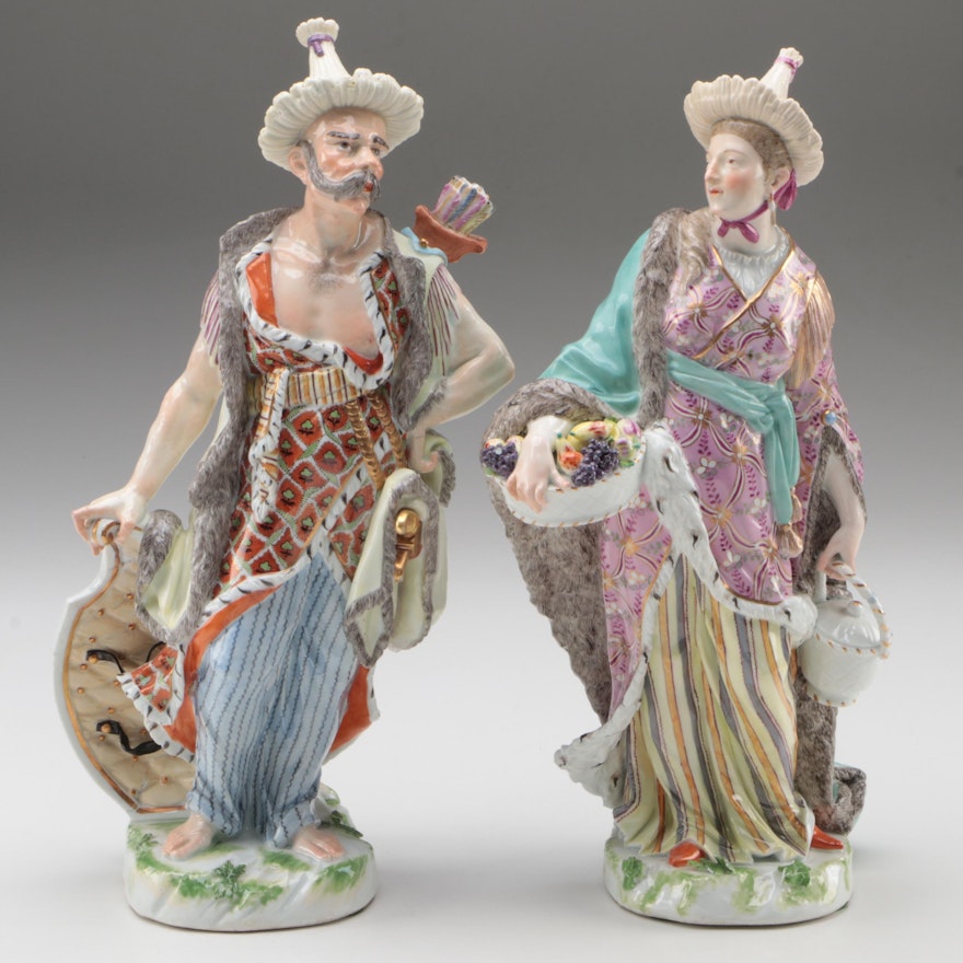 Meissen Porcelain Malabar Man and Woman Figurines