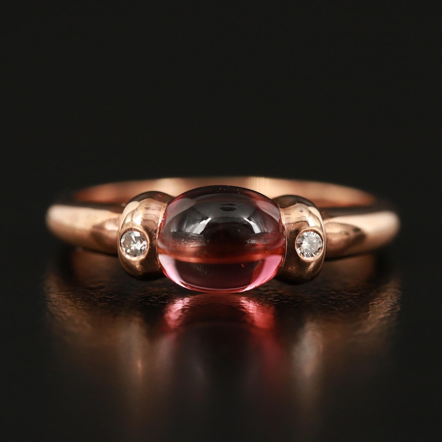 Zorab 18K Rose Gold Tourmaline and Diamond East-West Ring
