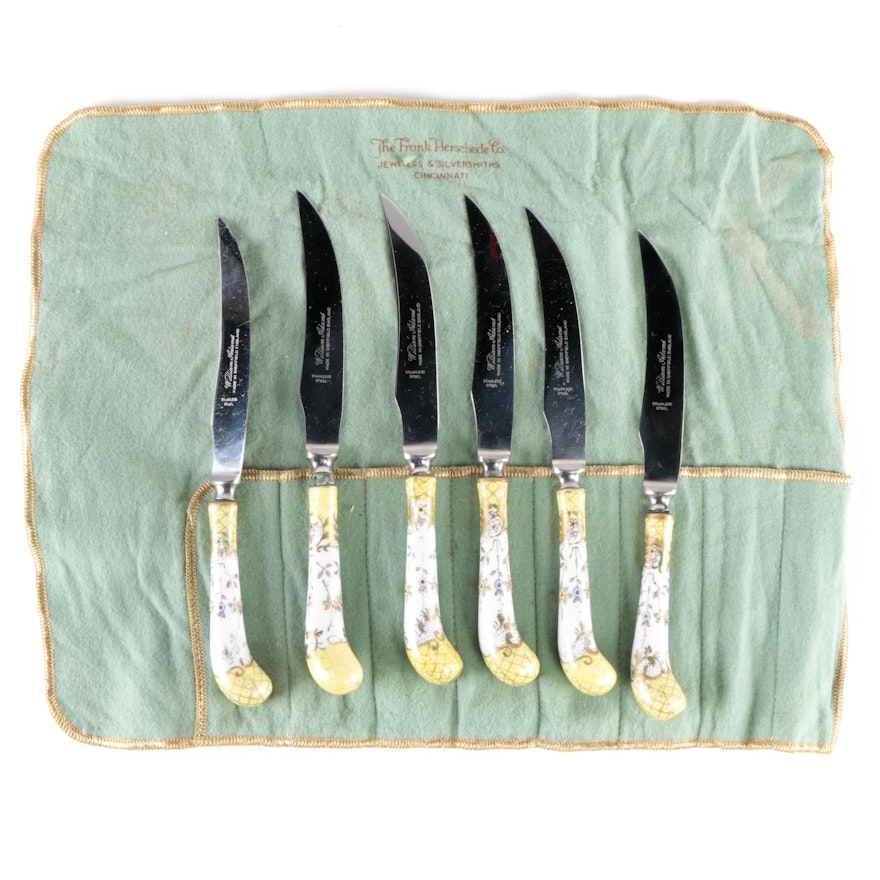 William Adams Porcelain and Stainless Steel Steak Knives