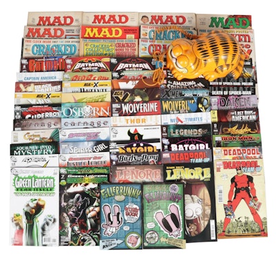 "MAD" Magazines, Marvel and DC Comics with "Garfield" Telephone and More