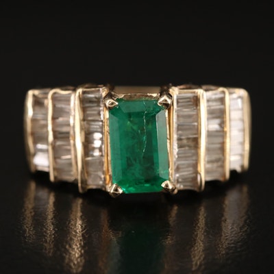 14K 1.32 CT Emerald and Diamond Ring