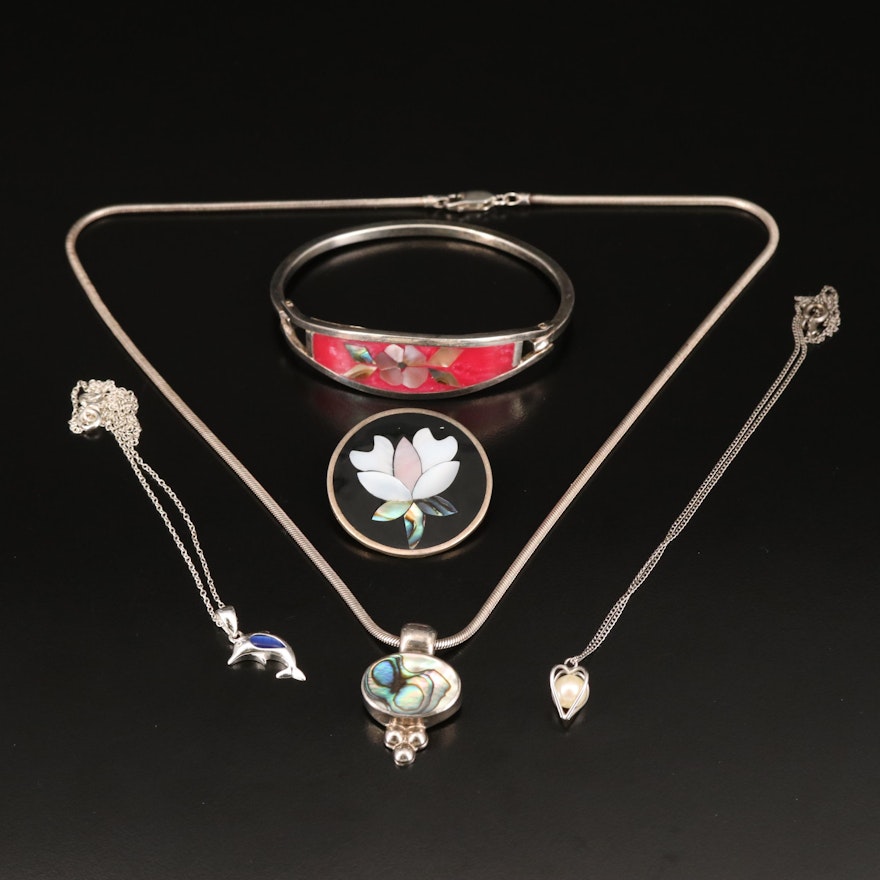 Jewelry Featuring Sterling, Abalone, Pearl and Additional Gemstones