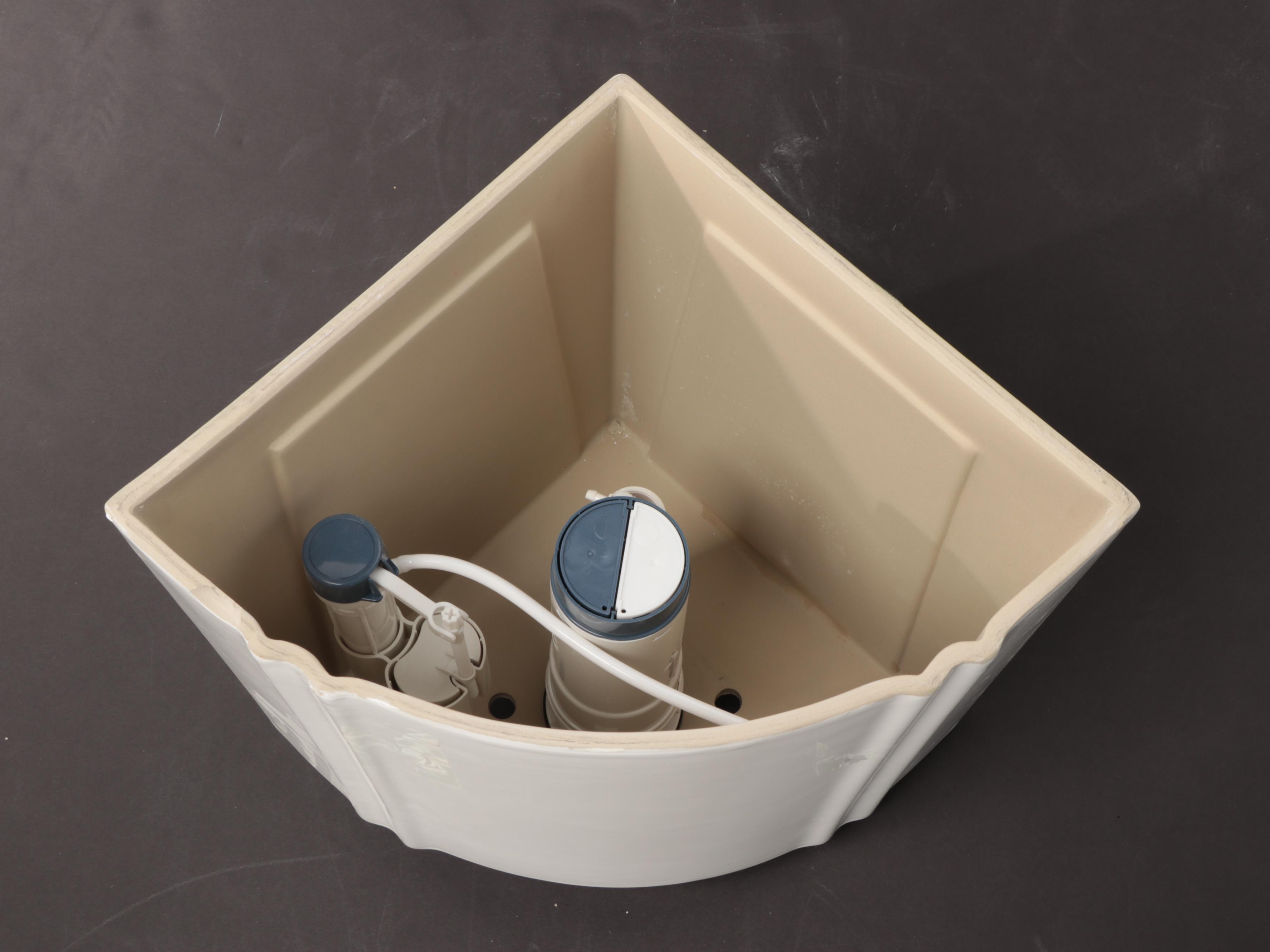 White Porcelain Corner Toilet Bowl and Tank with Dual Flush EBTH