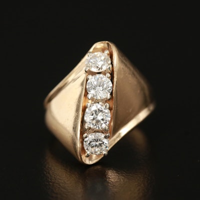 14K 0.89 CTW Diamond Ring with Tapered Shoulders