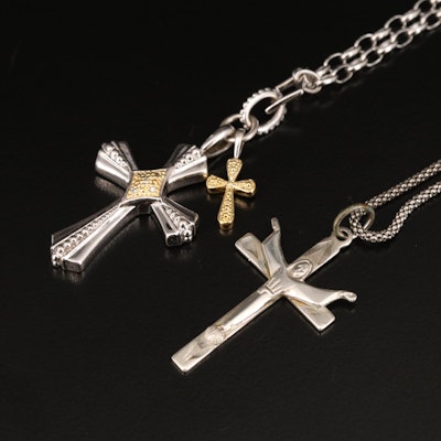 Sterling Cross Pendant Necklaces Including Diamonds