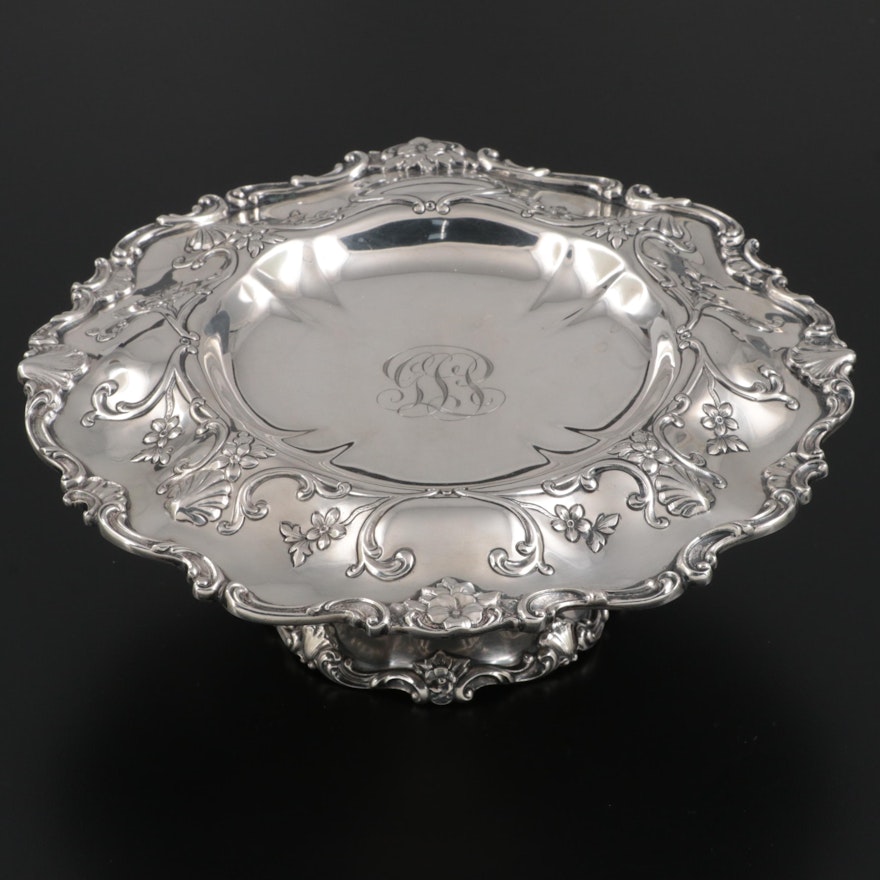 Gorham Sterling Silver Floral and Shell Motif Tazza Centerpiece