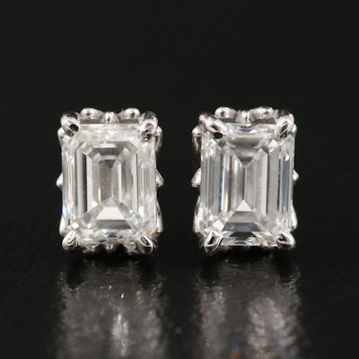 Platinum 1.04 CTW Diamond Stud Earrings with GIA Reports