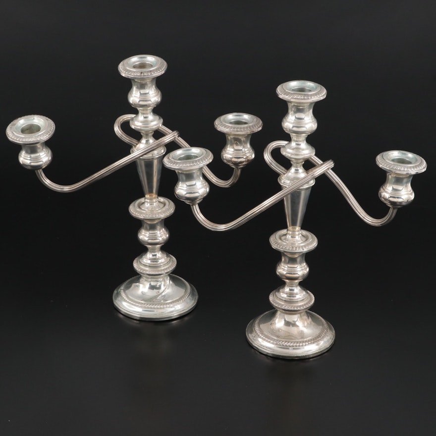 Fisher Weighted Sterling Silver Candelabra, Mid-20th Century