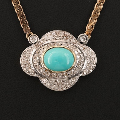 14K Turquoise and Diamond Necklace