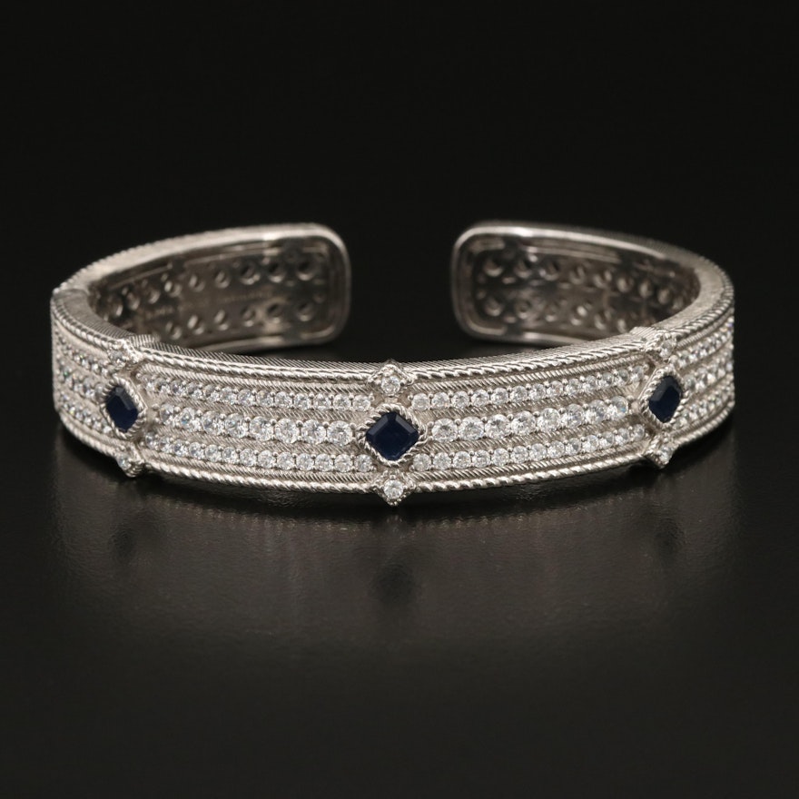 Judith Ripka Sterling Sapphire and Cubic Zirconia Cuff