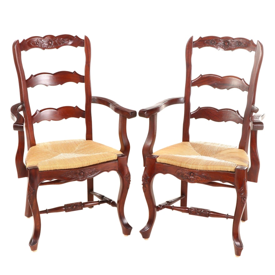 Pair of French Provincial Style Mahogany Armchairs