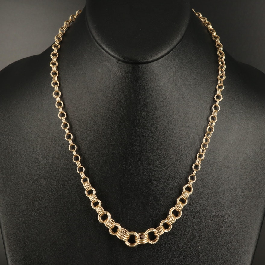 14K Graduated Triple Rolo Chain Necklace