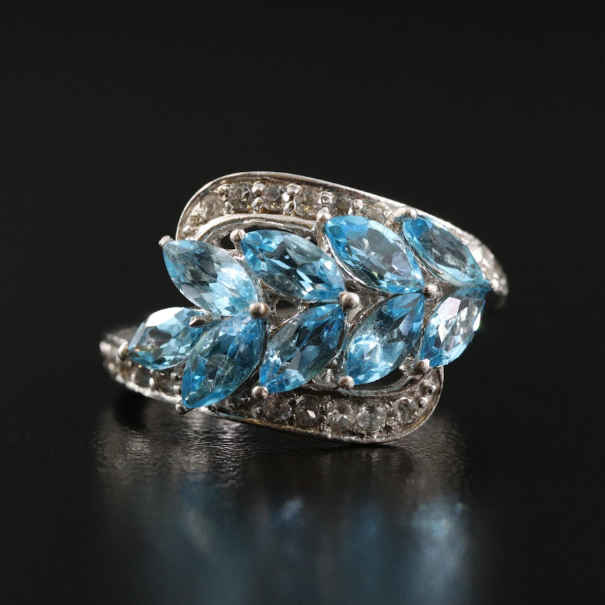 Sterling Swiss Blue Topaz and Topaz Ring